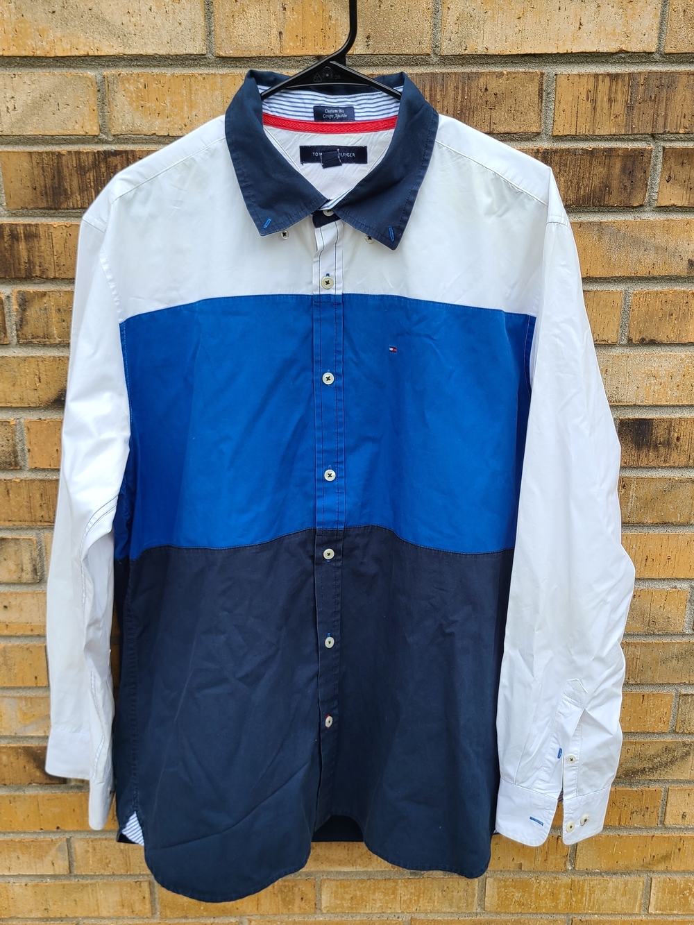Tommy Hilfiger Men’s Colorblock Button-Up Shirt - White/Blue/Navy